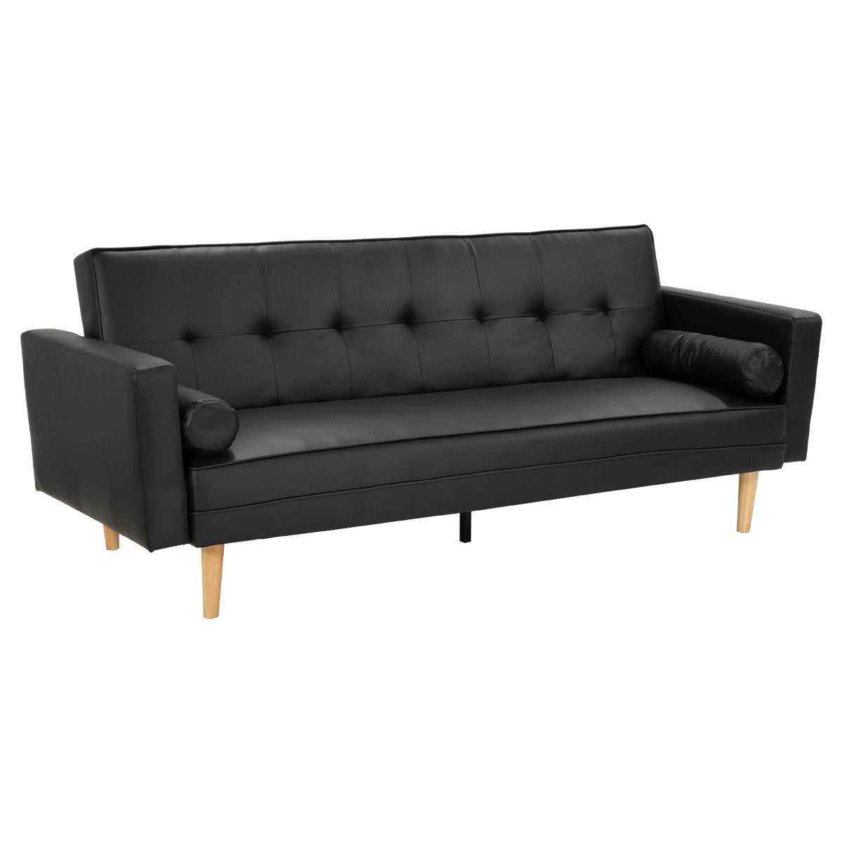 Sarantino Madison Faux Leather Sofa Bed Lounge Couch Futon Furniture Home Suite - Black