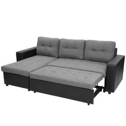 Sarantino Corner Sofa Linen Fabric Lounge Couch L-shaped Modular Furniture Home Chaise Grey