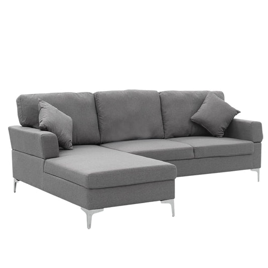 Sarantino Linen Fabric Corner Sofa Couch Lounge L-shape W/right Chaise Seat Dark Grey