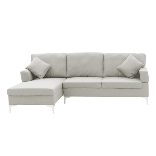 Sarantino Linen Fabric Corner Sofa Couch Lounge L-shape W/right Chaise Seat Light Grey