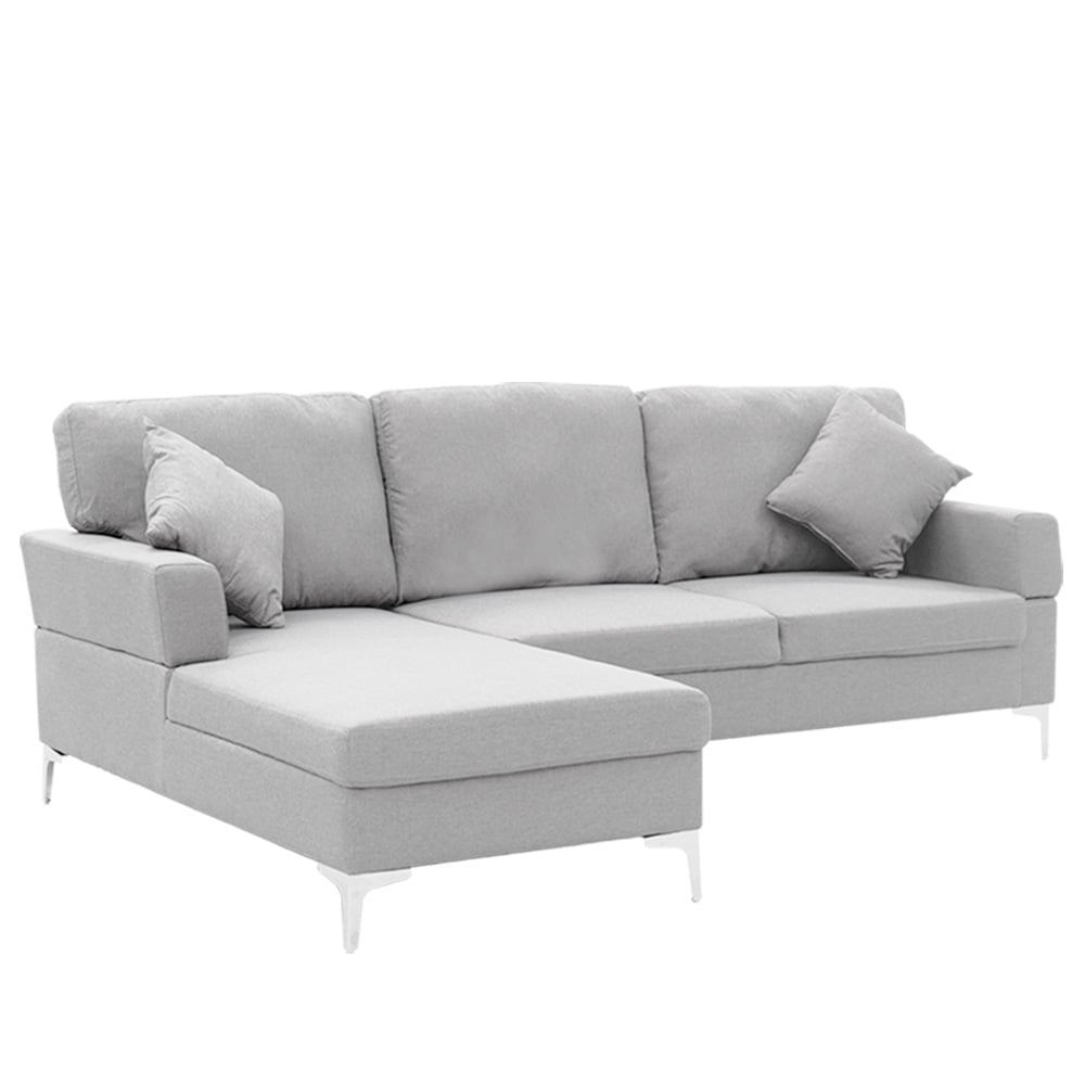 Sarantino Linen Fabric Corner Sofa Couch Lounge L-shape W/right Chaise Seat Light Grey