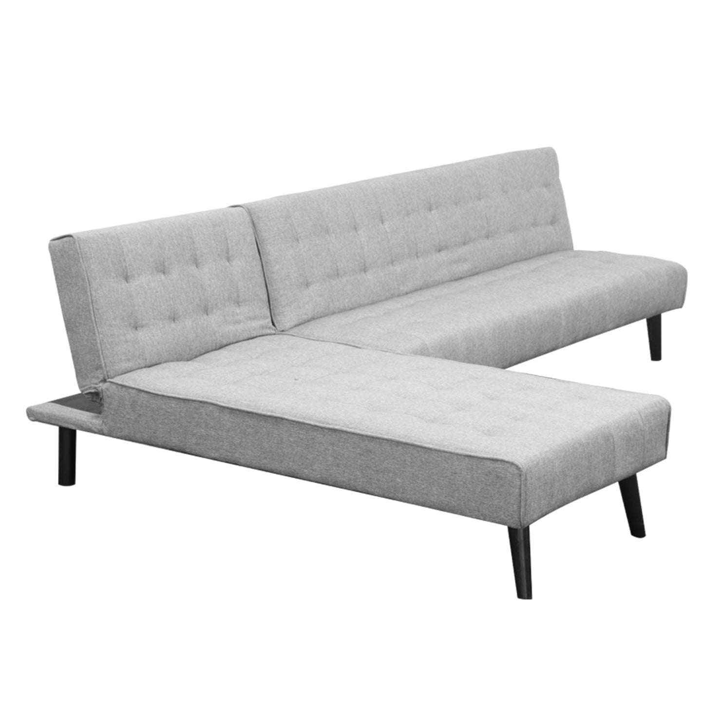 Sarantino 3-seater Corner Sofa Bed With Lounge Chaise Couch Furniture faux linen fabric Light Grey