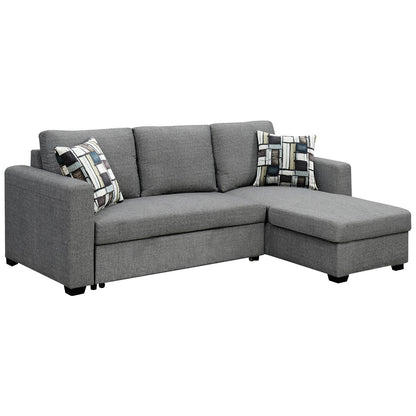 Sarantino Fontana Pullout Sofa Bed with Storage Chaise Lounge faux linen fabric - Grey