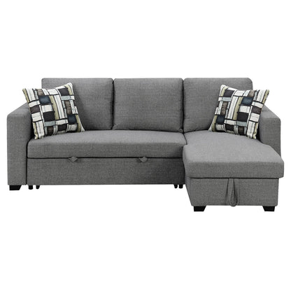 Sarantino Fontana Pullout Sofa Bed with Storage Chaise Lounge faux linen fabric - Grey