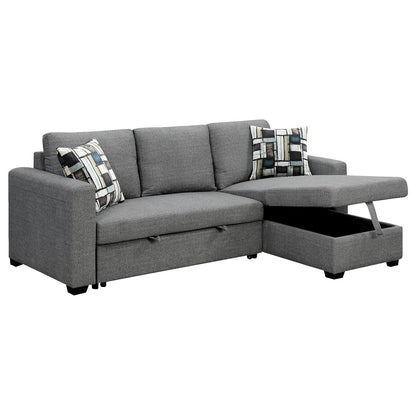 Sarantino Fontana Pullout Sofa Bed with Storage Chaise Lounge faux linen fabric - Grey