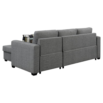 Sarantino Fontana Pullout Sofa Bed with Storage Chaise Lounge faux linen fabric - Grey