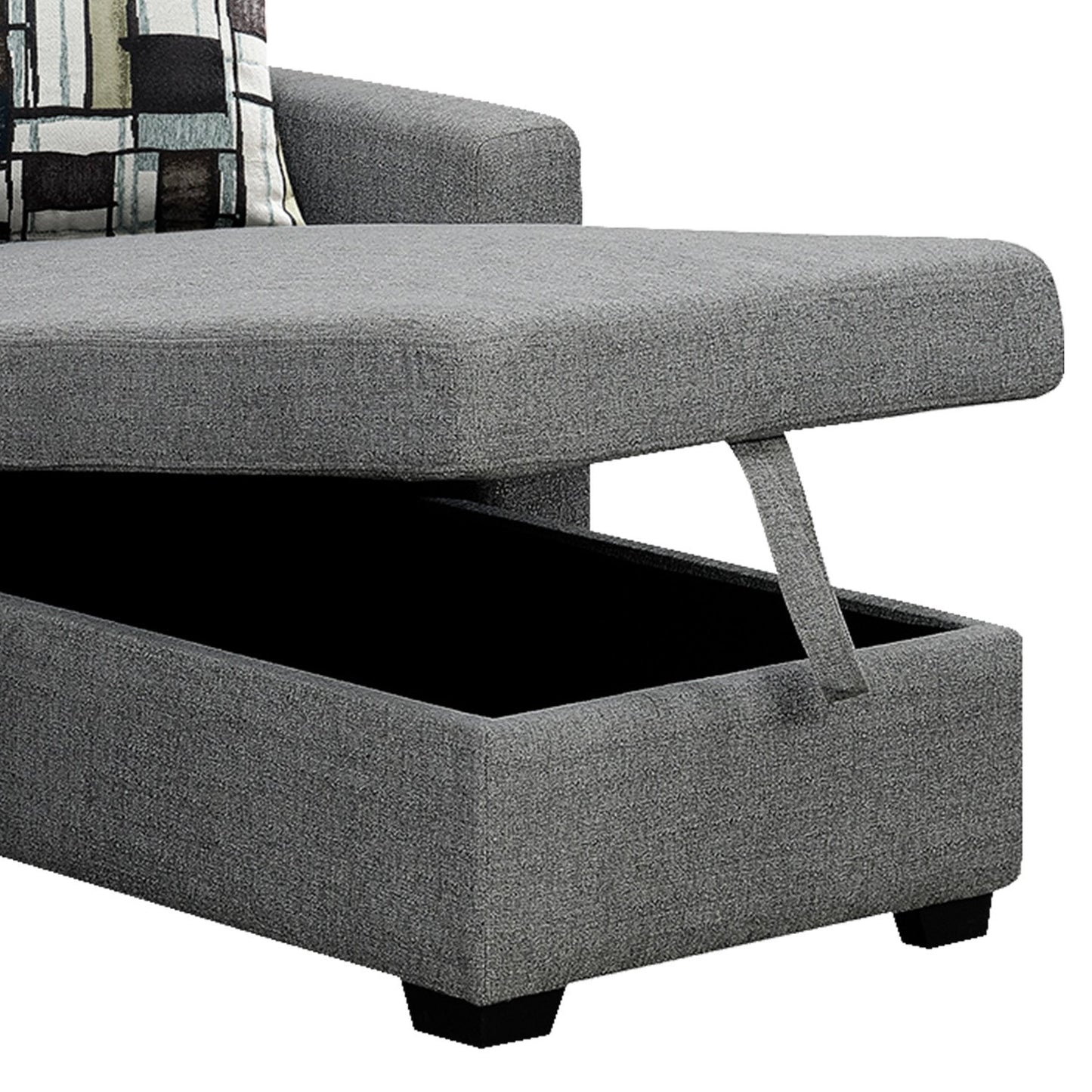 Sarantino Fontana Pullout Sofa Bed with Storage Chaise Lounge faux linen fabric - Grey