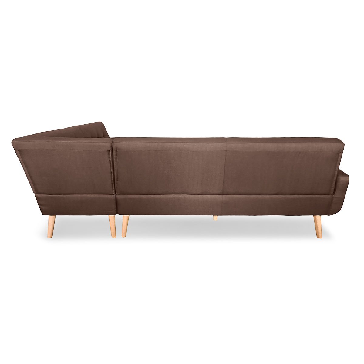 Sarantino Faux Linen Fabric Corner Wooden Sofa Lounge L-shaped with Chaise - Brown