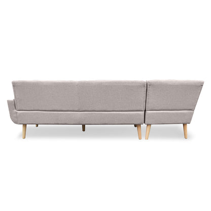 Sarantino Faux Linen Fabric Corner Sofa Lounge L-shaped Chaise Light Grey