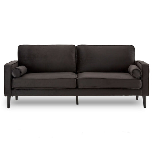 Sarantino Faux Velvet Fabric Sofa Bed Couch Furniture Lounge Suite - Black