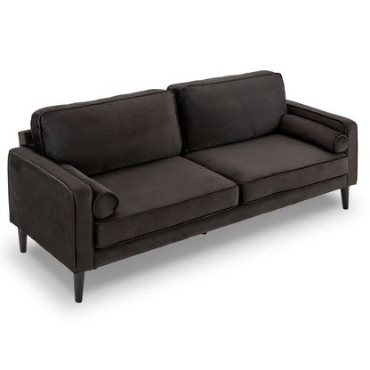 Sarantino Faux Velvet Fabric Sofa Bed Couch Furniture Lounge Suite - Black