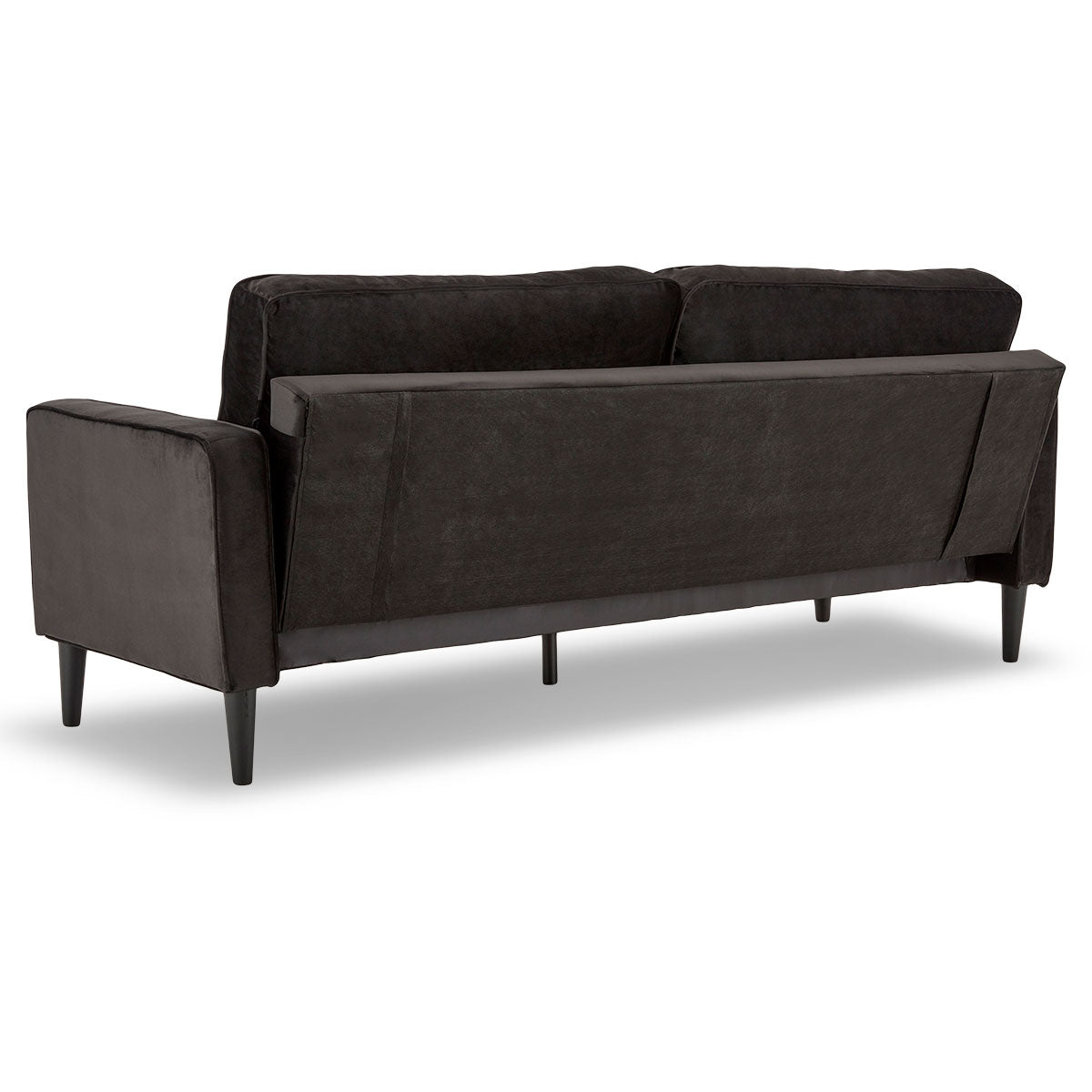 Sarantino Faux Velvet Fabric Sofa Bed Couch Furniture Lounge Suite - Black