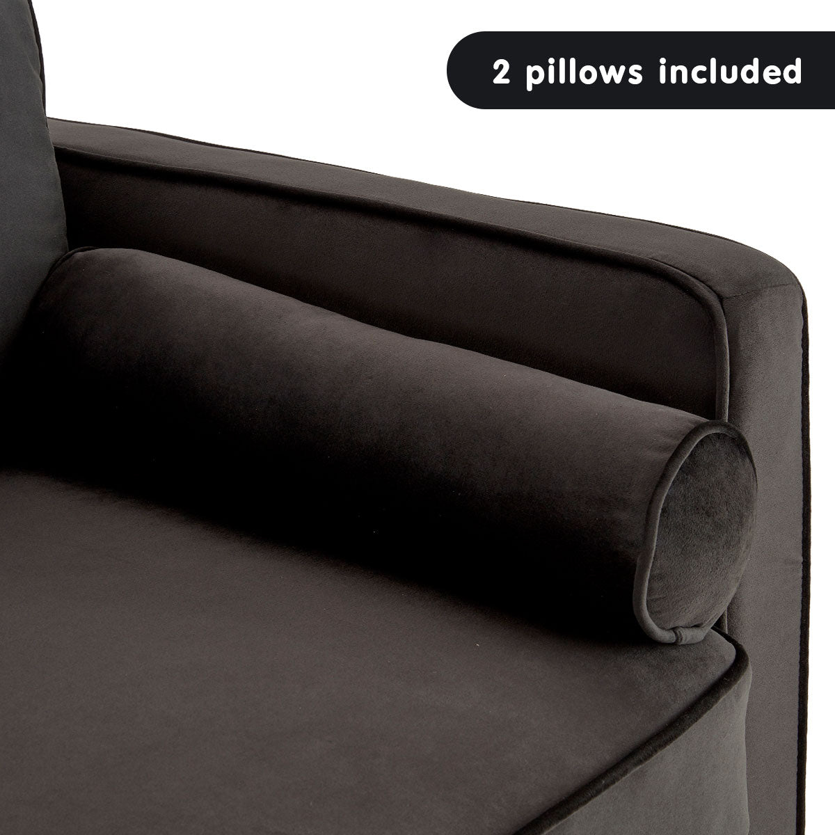 Sarantino Faux Velvet Fabric Sofa Bed Couch Furniture Lounge Suite - Black