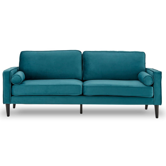 Sarantino Faux Velvet Fabric Sofa Bed Couch Furniture Lounge Suite Seat Blue