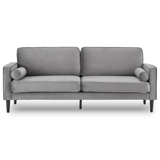 Sarantino Faux Velvet Fabric Sofa Bed Couch Furniture Lounge Suite Seat Grey