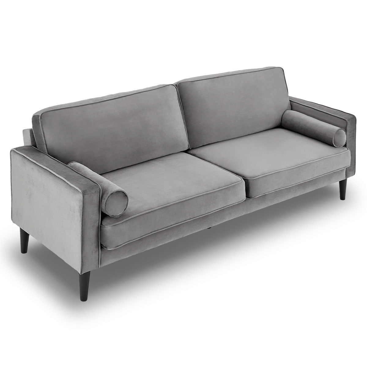 Sarantino Faux Velvet Fabric Sofa Bed Couch Furniture Lounge Suite Seat Grey