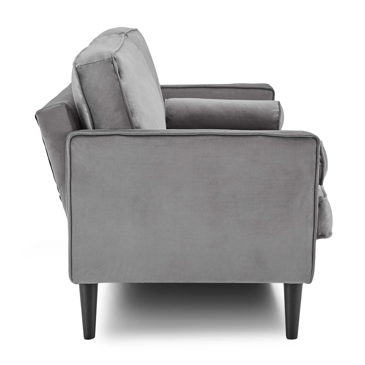 Sarantino Faux Velvet Fabric Sofa Bed Couch Furniture Lounge Suite Seat Grey