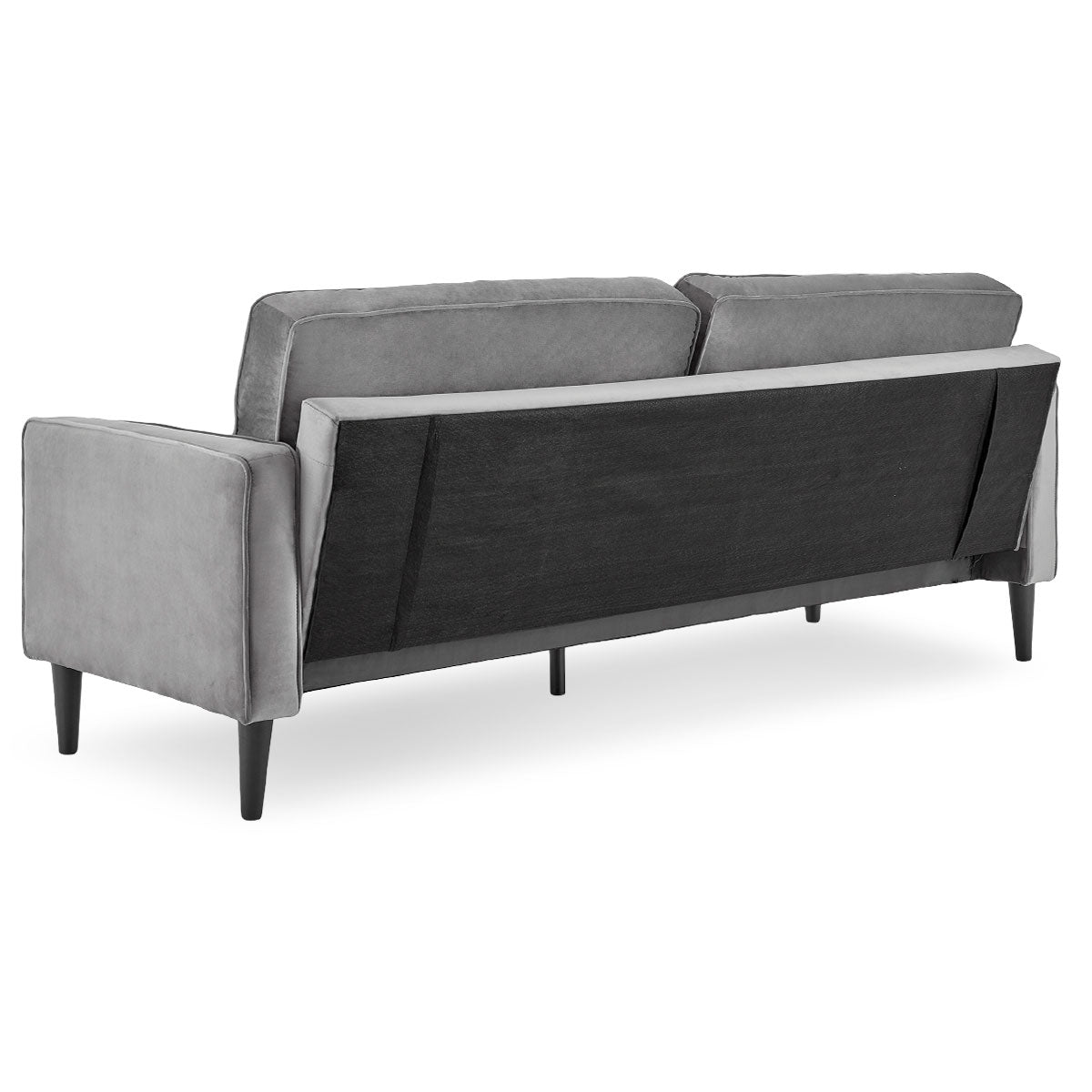 Sarantino Faux Velvet Fabric Sofa Bed Couch Furniture Lounge Suite Seat Grey