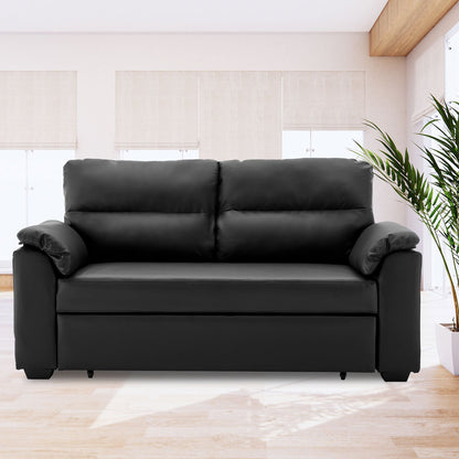 Sarantino Faux Leather Sofa Bed Couch Lounge - Black