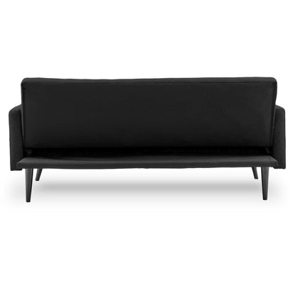 Sarantino Tufted Faux Linen Fabric 3-Seater Sofa Bed with Armrests - Black