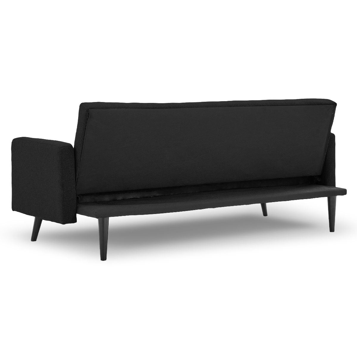 Sarantino Tufted Faux Linen Fabric 3-Seater Sofa Bed with Armrests - Black