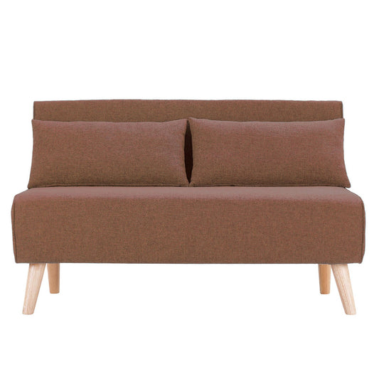 Sarantino 2-Seater Adjustable Sofa Bed Lounge Faux Linen Fabric - Brown