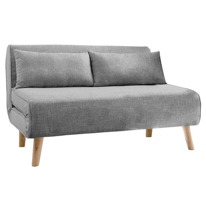 Sarantino 2-Seater Adjustable Sofa Bed Lounge Faux Linen Fabric - Grey