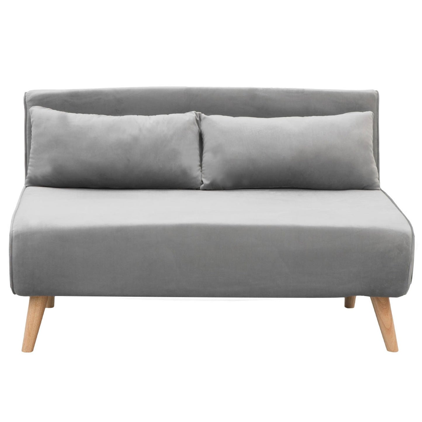 Sarantino 2-Seater Adjustable Sofa Bed Lounge Faux Velvet Fabric - Light Grey