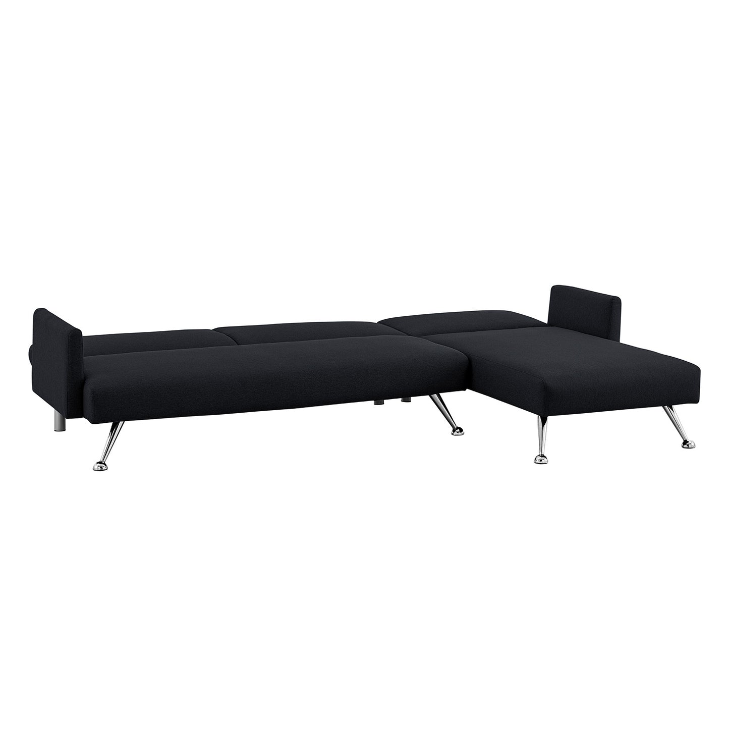 Sarantino  Mia 3-Seater Sofa Bed with Chaise & 3 Pillows faux linen fabric - Black