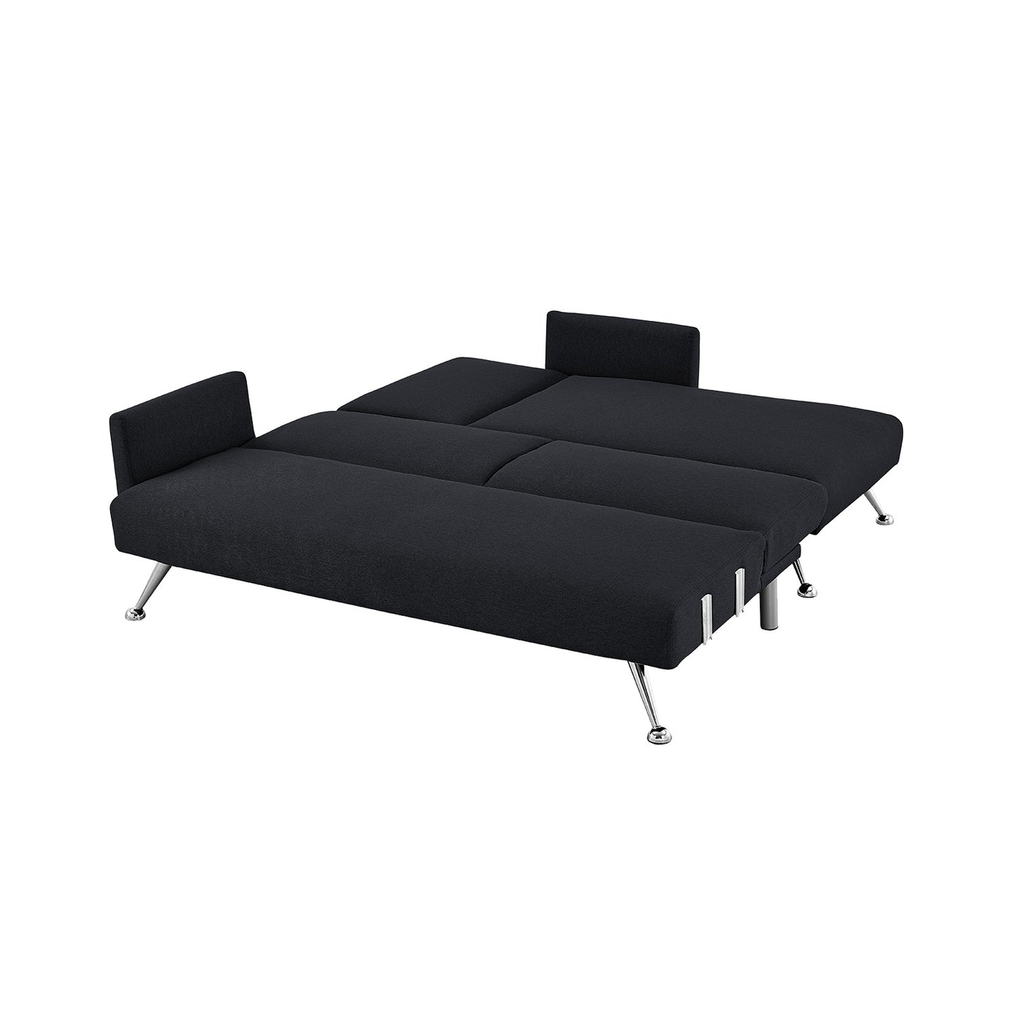 Sarantino  Mia 3-Seater Sofa Bed with Chaise & 3 Pillows faux linen fabric - Black