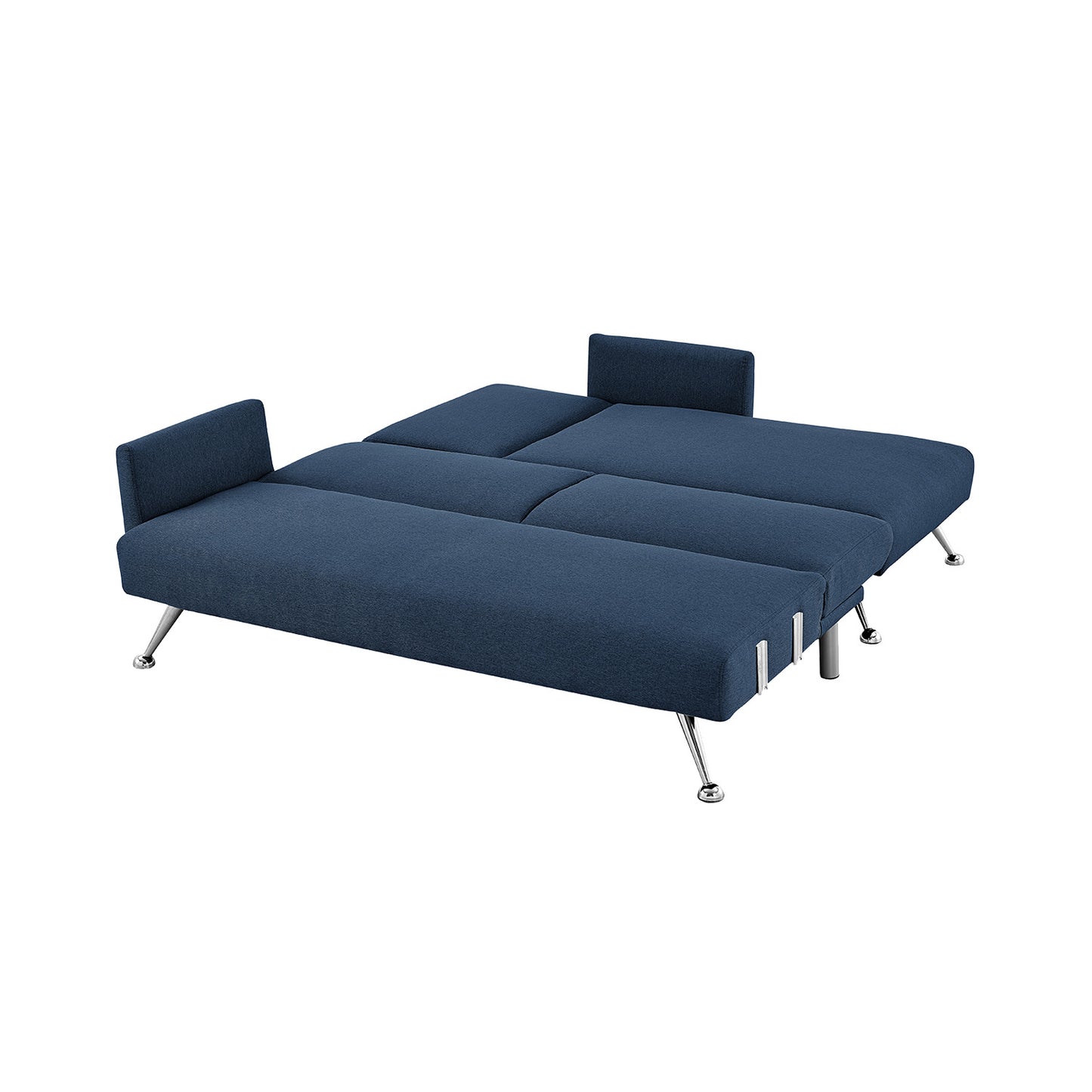 Sarantino Mia 3-Seater Sofa Bed with Chaise & 3 Pillows faux linen fabric - Blue