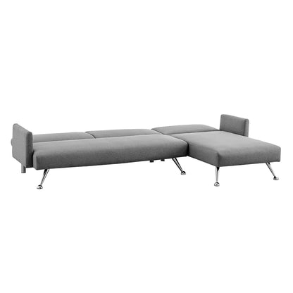 Sarantino Mia 3-Seater Corner Sofa Bed Chaise and Pillows Dark faux linen fabric Grey