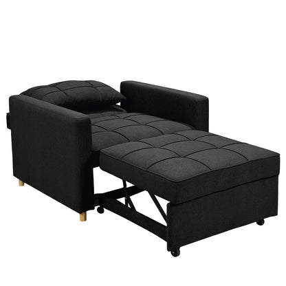 Sarantino Suri 3-in-1 Convertible Lounge Chair Bed Fabric - Black