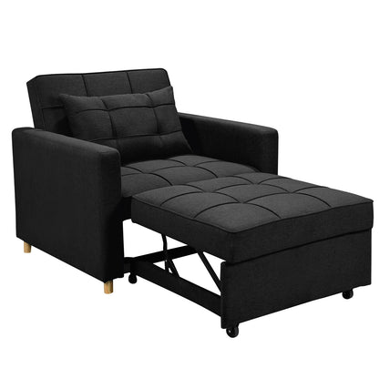 Sarantino Suri 3-in-1 Convertible Lounge Chair Bed Fabric - Black