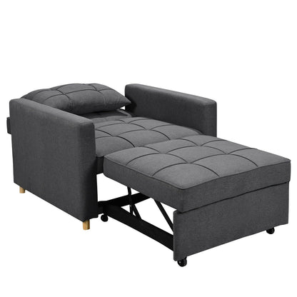 Sarantino Suri 3-in-1 Convertible Lounge Chair Bed Fabric - Dark Grey