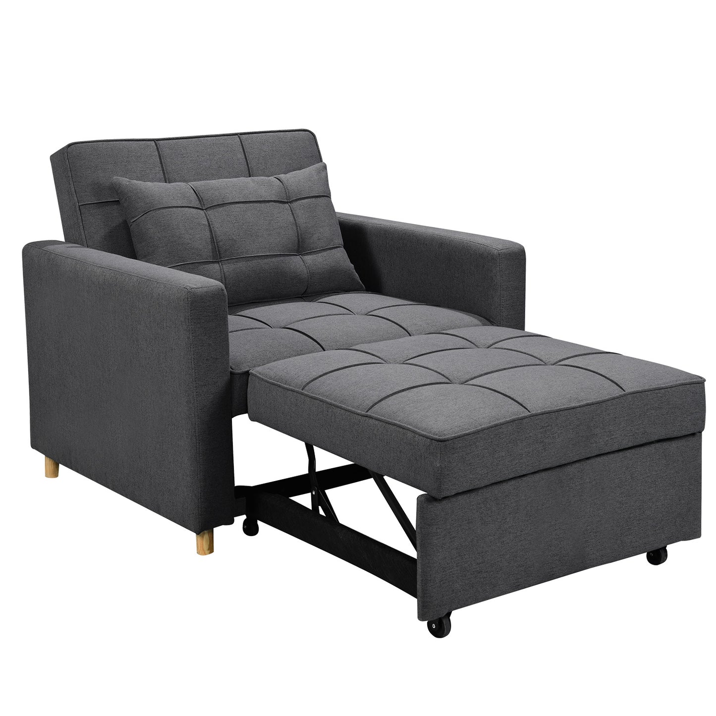 Sarantino Suri 3-in-1 Convertible Lounge Chair Bed Fabric - Dark Grey