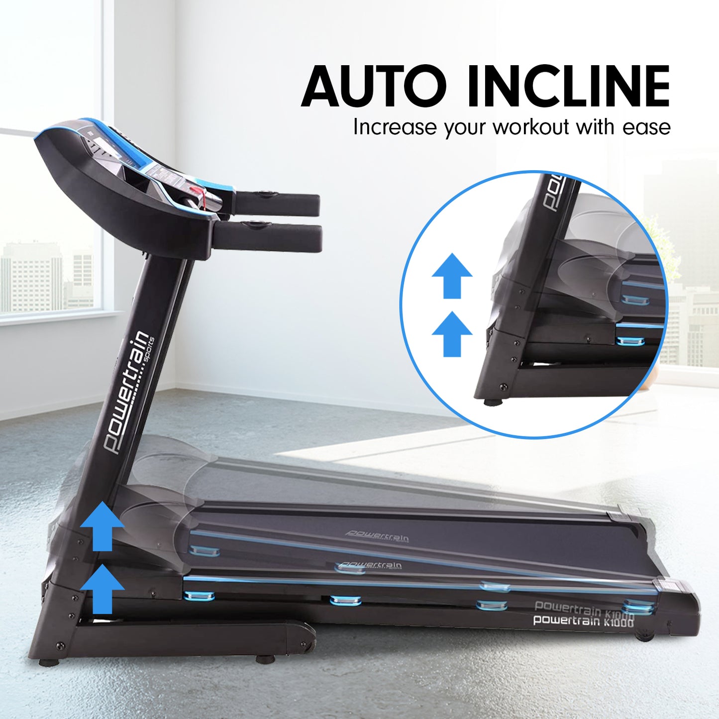 Powertrain K1000 Foldable Treadmill with Incline for Home Gym Cardio