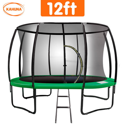 Kahuna 12ft Trampoline Free Ladder Spring Mat Net Safety Pad Cover Round Enclosure Green