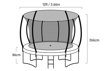 Kahuna 12ft Trampoline Free Ladder Spring Mat Net Safety Pad Cover Round Enclosure - Purple