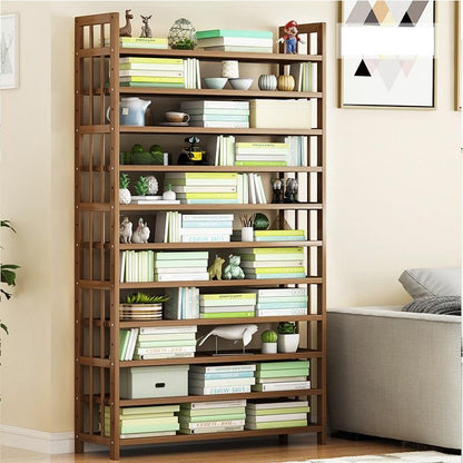 8 Tier Tower Bamboo Wooden Shoe Rack Corner Shelf Stand Storage Organizer