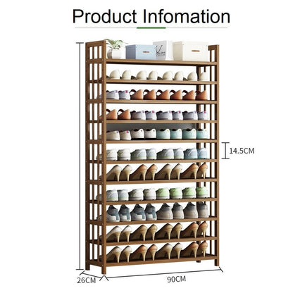 11 Tier Tower Bamboo Wooden Shoe Rack Corner Shelf Stand Storage Organizer