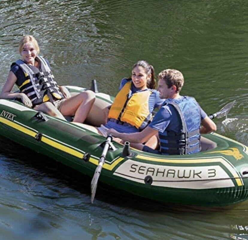 INTEX Seahawk 3 Person Inflatable Boat Fishing Boat Raft Set 68380NP AU