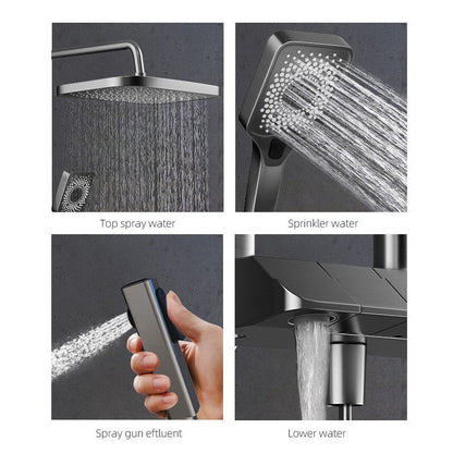 Geobella S27 Luxury Shower System Hot Cold Mixer Shower Set Bathroom Thermostatic SPA Rainfall Bath Tap Bathtub Wall Mount LED Digital Faucet