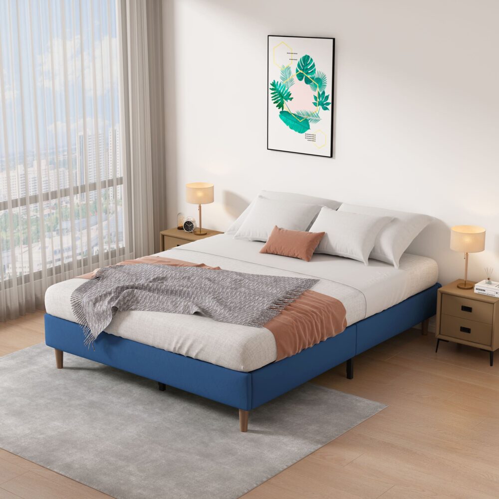 Velvet Blue Bed Frame &#8211; Queen