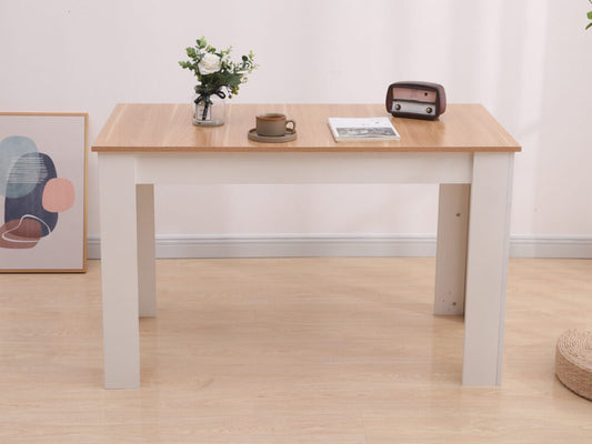 Dining Table Rectangular Wooden 120M-Wood&amp;White