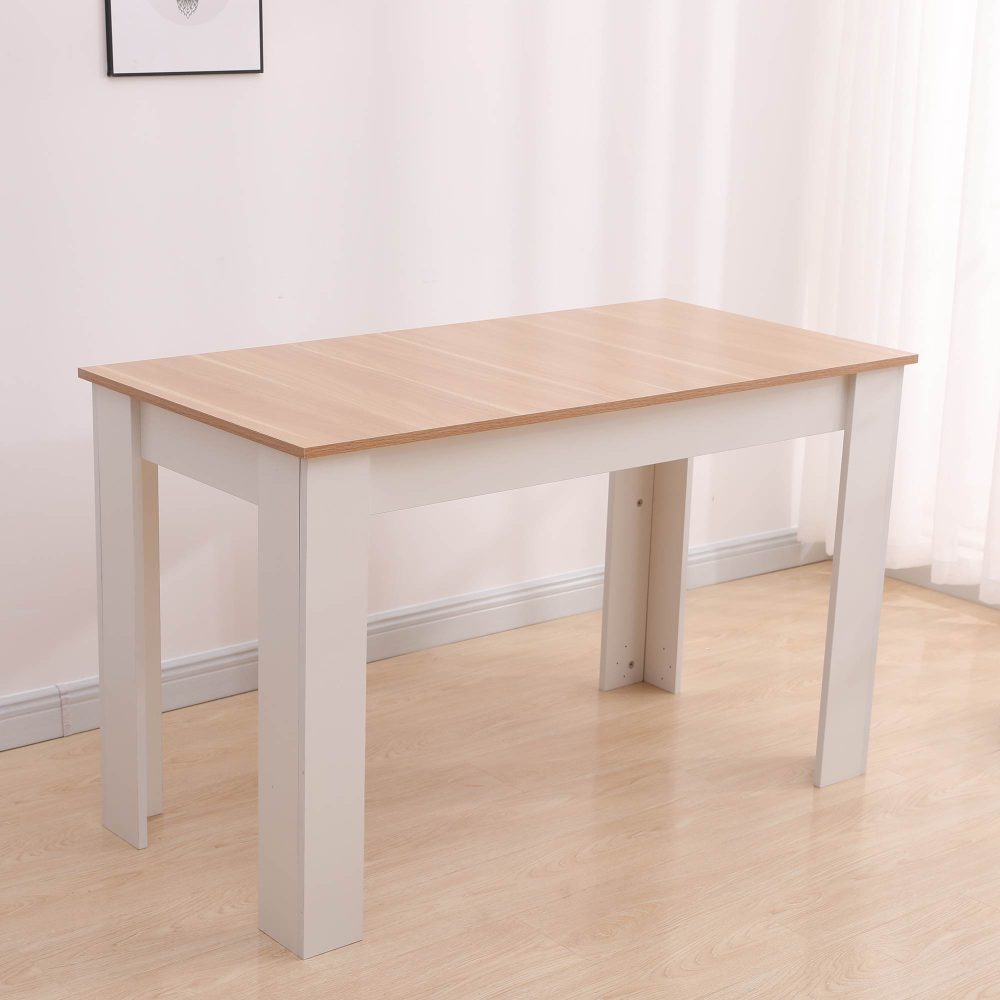 Dining Table Rectangular Wooden 120M-Wood&amp;White