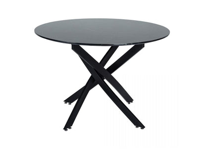 Round Marble-Effect Table &#8211; Black