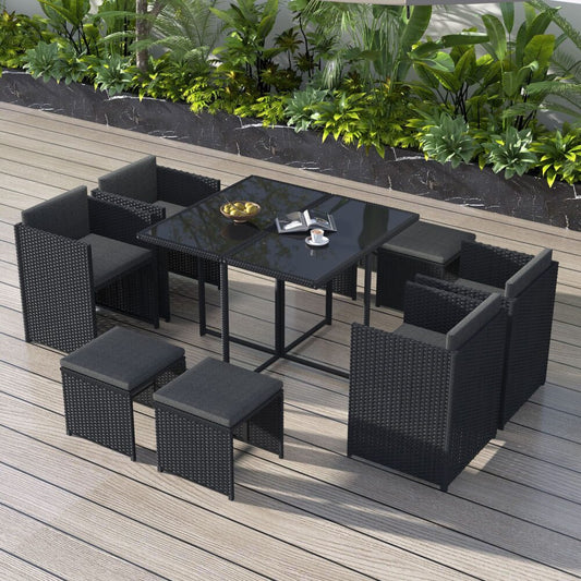 Horrocks 8 Seater Outdoor Dining Set &#8211; Black