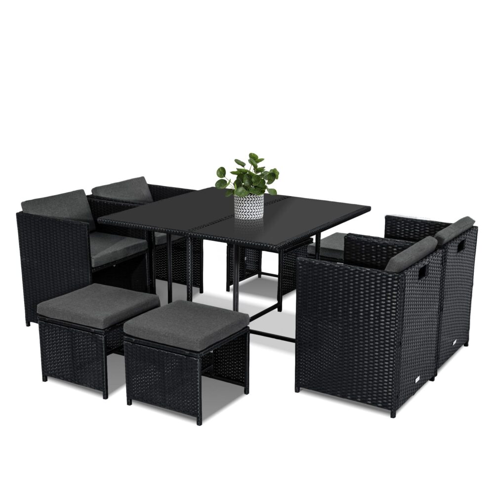 Horrocks 8 Seater Outdoor Dining Set &#8211; Black