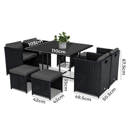 Horrocks 8 Seater Outdoor Dining Set &#8211; Black